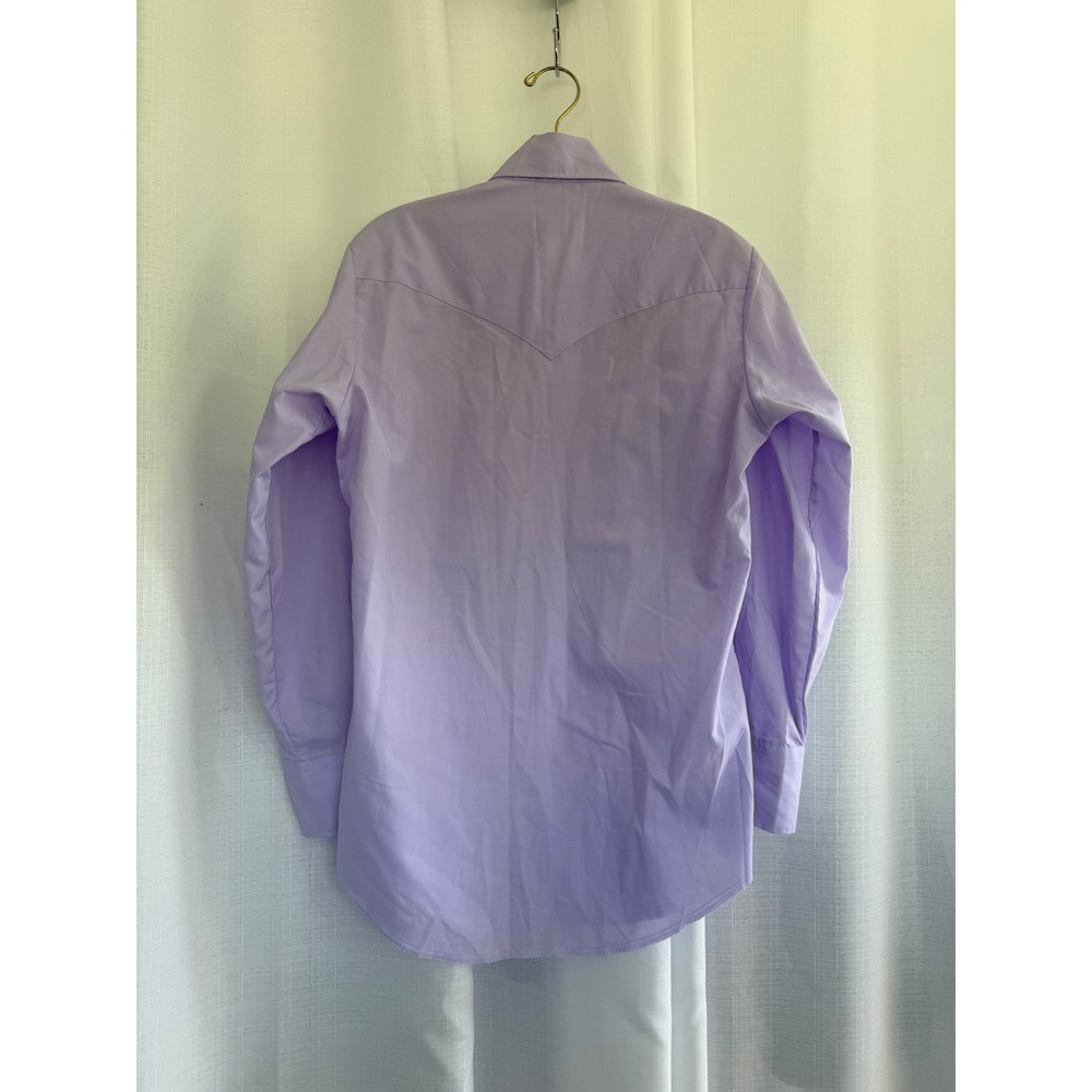 Vintage Karman Western Shirt Mens 15 32 Lavender Floral Embroidery Pearl Snap - Picture 2 of 6